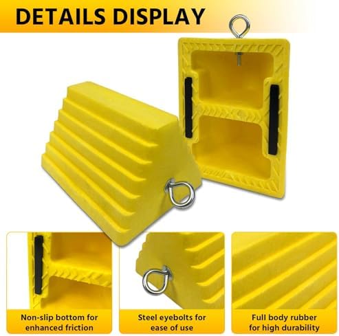 ROBLOCK 4 Packs Wheel Chocks Heavy Duty Yellow - Image 3