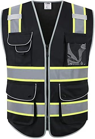 JKSafety Safety Vest for Men Women Reflective Hi Vis JK901 Black M by JKSafety
