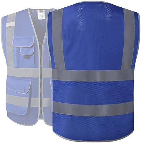 JKSafety Safety Vest for Men Women Reflective Hi Vis JK159 Blue 2XL - Image 2