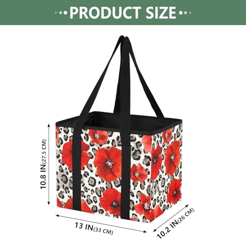 ALAZA Red Poppy Leopard Cheetah Car Trunk Organizer and Storage - Image 2