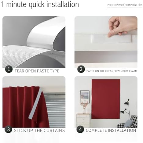 Portable Light Blocking Curtains Self-Stick Design, Removable Adhesive Window - Image 4