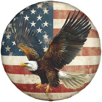 American Flag Spare Tire Cover Bald Eagle Wheel Covers 15 Inch - Image 2