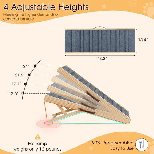 Dog Ramp for Bed, 43.3" Pet Ramp for Small & Large Dogs - Image 5