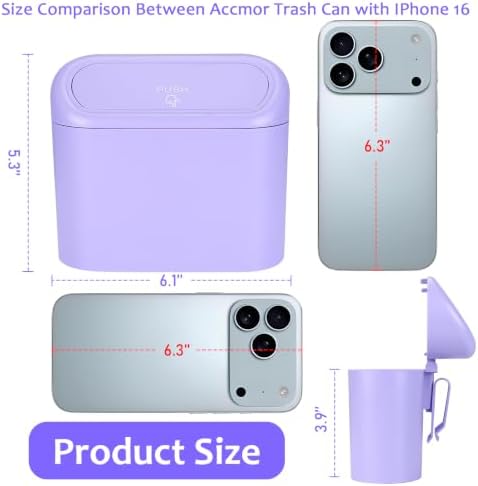 Accmor Car Trash Can with Lid, 2 Pack Mini Vehicle Garbage Can, Leakproof Auto - Image 2