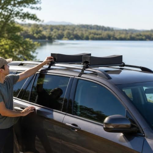 2 Pieces Car Top Kayak Racks Foam Blocks Carrier Roof Rack Pads Paddleboard Non - Image 5