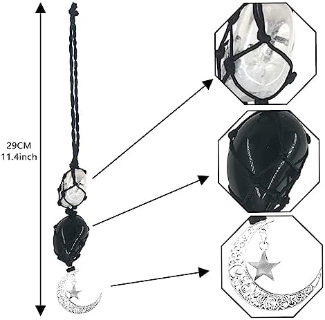 Crystals Obsidian Crystal Stone Cute Boho Car Mirror Hanging Accessories - Image 2