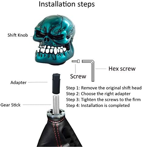 Skull Shift Knob Cars Truck Gear Shifter Stick Handle Metal Blue - Image 4