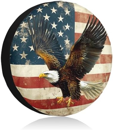 American Flag Spare Tire Cover Bald Eagle Wheel Covers 15 Inch by Unknown