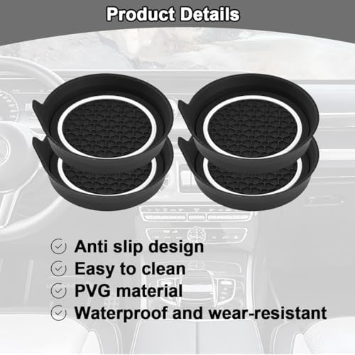 HZEL 4PCS 2.75 Inch PVC Car Cup Holder Coasters - Image 3