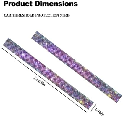2PCS Bling Car Door Sill Protector, Shiny Crystal Rhinestone Door Edge Entry - Image 2