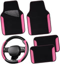 CAR PASS Faux Leather Steering Wheel Cover and Waterproof Car Floor Mats by CARPASS