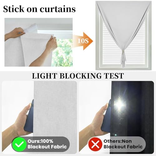 100% Blackout Curtains for Bedroom Stick On Curtains Window Shades Pull Down - Image 2