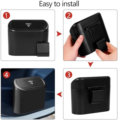 NBTEPEM Car Trash Can with Lid, Mini Auto Garbage Can with 30 Trash Bags - Image 5