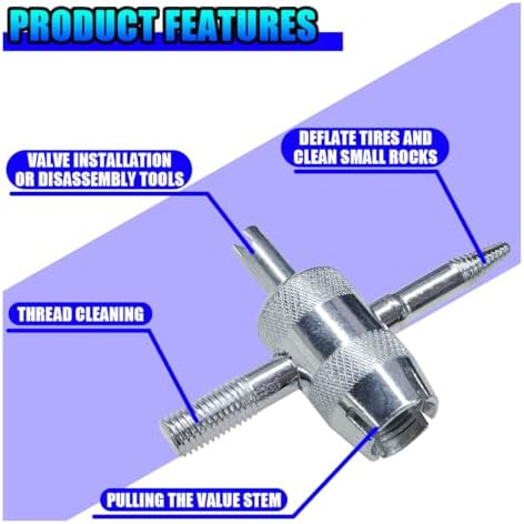 YoRise 4-Way Car Tire Valve Core Removal Tool, Universal Vehicle Tire Stem - Image 4