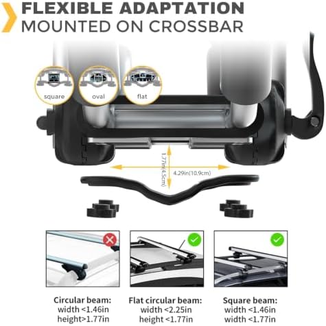 IKURAM R Iron Kayak Roof Rack Folding J-Style Universal 4-in-1-Black - Image 2