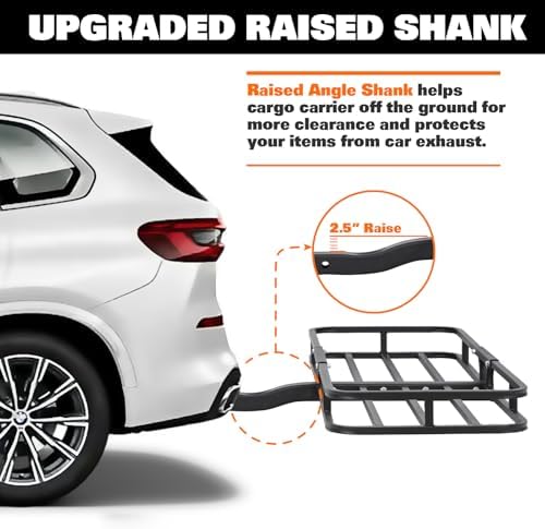 WEIZE Hitch Mount Cargo Carrier Basket 53" X 19" + Waterproof Cargo Bag - Image 3