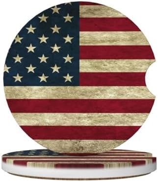 American Flag Car Coasters for Cup Holders, 2 Pack Car Cup Holder Coasters for by Unknown