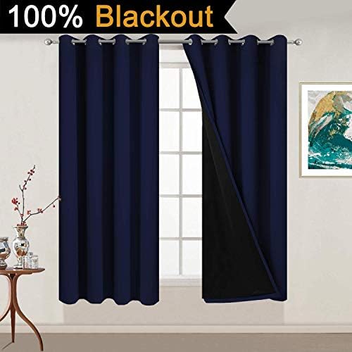 Yakamok Navy Blue 100% Blackout Curtains 54 Inches Long 52" Wide, 2 Panels - Image 2