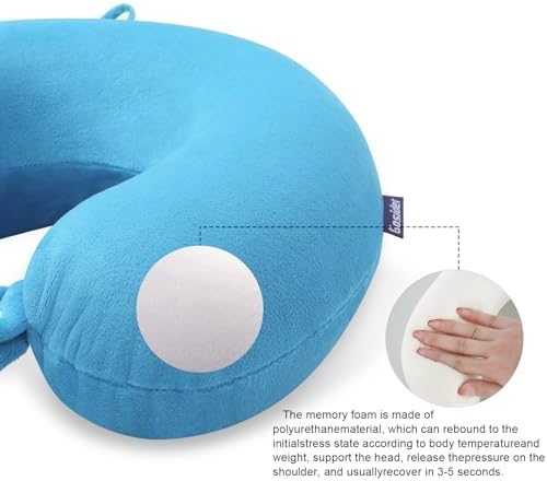 Travel Neck Pillow U-Shaped Memory Foam Airplane Pillow Lake Blue - Image 5