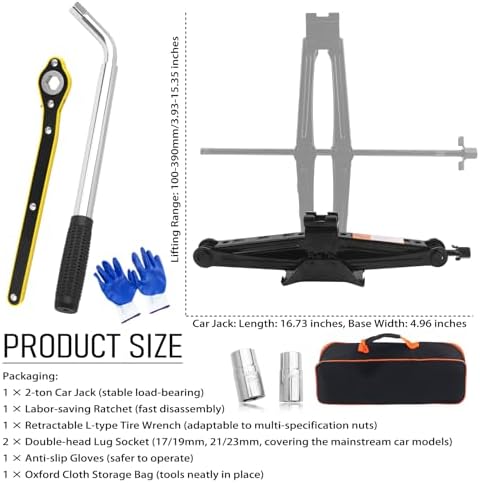 Scissor Jacks Set, 2 Ton Portable Car Jack Kit - Image 2