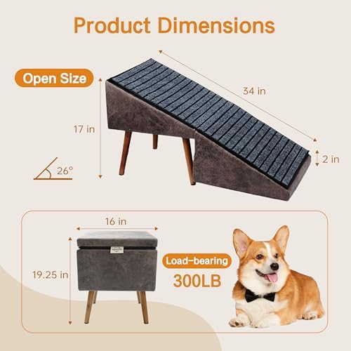 17" 2-in-1 Dog Ottoman Ramp for Couch & Small Dogs - Image 6