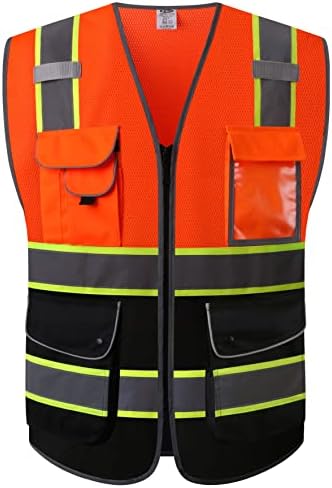 JKSafety Safety Vest for Men Women Reflective Hi Vis JK100 OBlack M by JKSafety