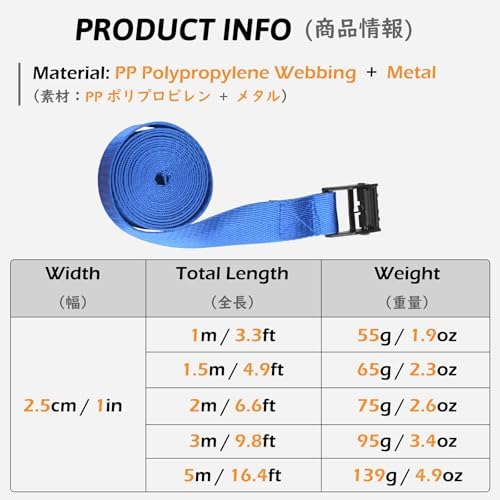 TRIWONDER Cinch Tie Down Strap Lashing Straps Heavy Duty Nylon Straps - Image 2