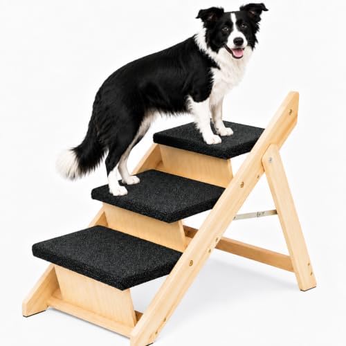 Wooden Dog Stairs & Ramp for Small Medium Dogs and Cats, Foldable Pet Steps by Unknown