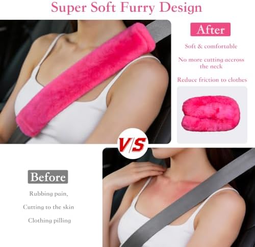 Amooca 2-Pack Soft Furry Universal Seatbelt Cover Car Shoulder Pad - Image 2