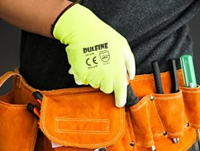DULFINE Safety Work Gloves for Men 60 Pairs, Ultra-Thin PU Coated Yellow L - Image 5
