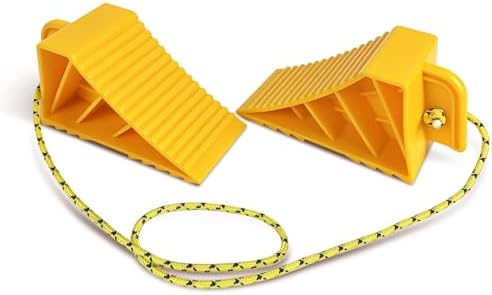ROBLOCK 2 PCS Wheel Chocks for Travel Trailers, Heavy Duty Yellow Tire Stoppers by ROBLOCK