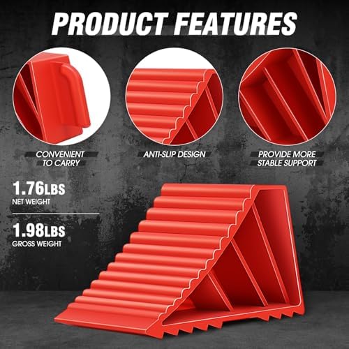 DNA MOTORING 2pcs Wheel Chocks Tire Chocks, Trailer Wheel Chocks RV Wheel Chocks - Image 3