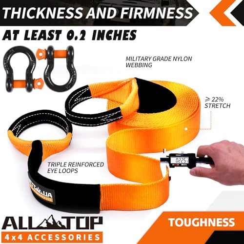 ALL-TOP Extreme Duty Tow Strap Recovery Kit: 4inch x 30ft 100% Nylon and 22% - Image 4