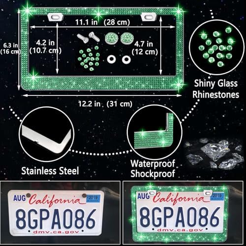 NBTEPEM 27 PCs Green Bling Car Accessories Set - Image 4