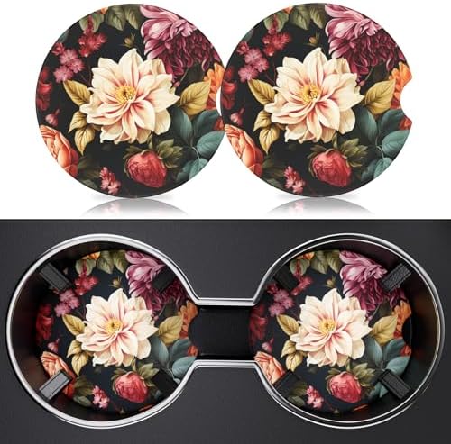 2 Pack Car Cup Holder Coasters, 2.63 inch Anti Slip Insert Absorbent Ceramic by Heainaiyoo
