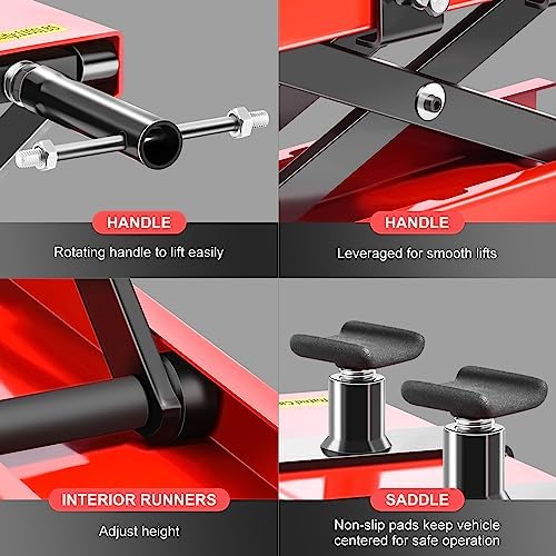 DNA Motoring Motorcycle Lift, 1100 LBS Scissor Jack - Image 5