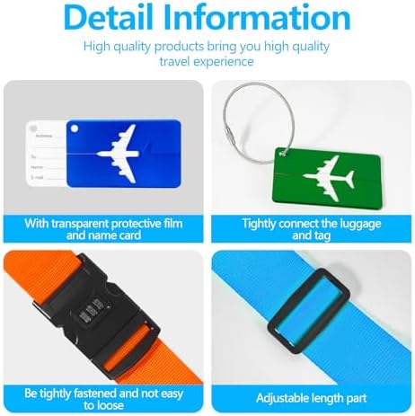 BILIONE 2 Pack Luggage Straps for Suitcase w/Password Lock & Tags - Image 4