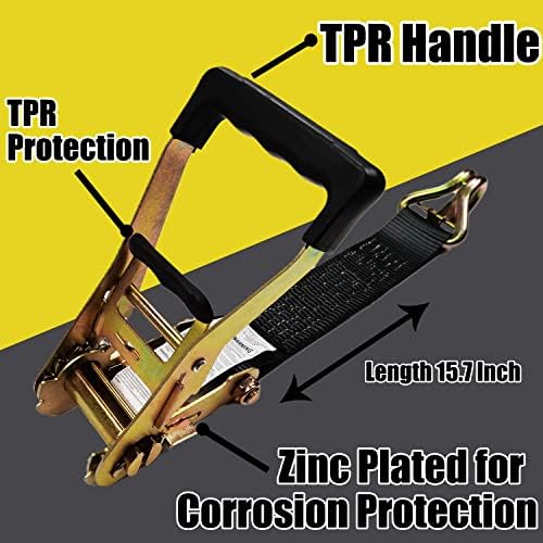 KJE Heavy Duty Car Trailer Tie Down Straps 4 Pack Kit - Image 3