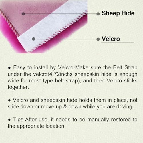 AOGELAN 2 Pack Fluffy Fuzzy Genuine Sheepskin Car Seat Belt Cover Pad Pink - Image 5
