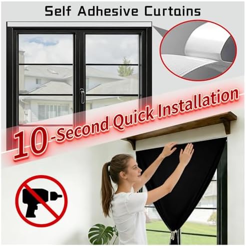 100% Blackout French Door Curtain- Privacy Thermal Insulated Door Window Curtain - Image 3