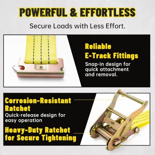 E-Track Ratchet Straps, 8 Pack, 4500 LBS, Heavy Duty Tie Downs - Image 4