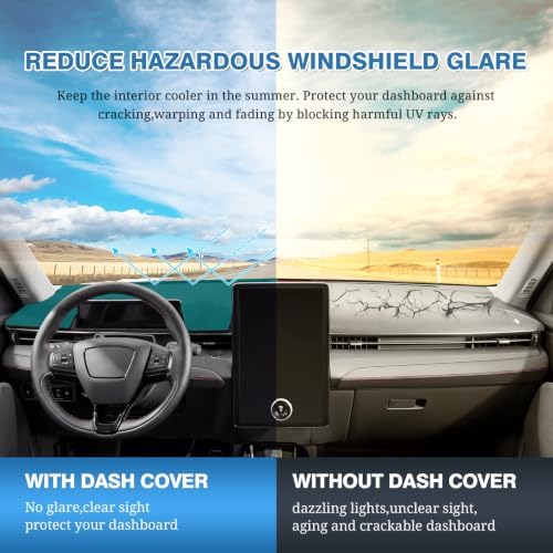 FIILINES Black Dash Cover for 2021-2024 Ford Mustang Mach E, Dashboard Cover - Image 6