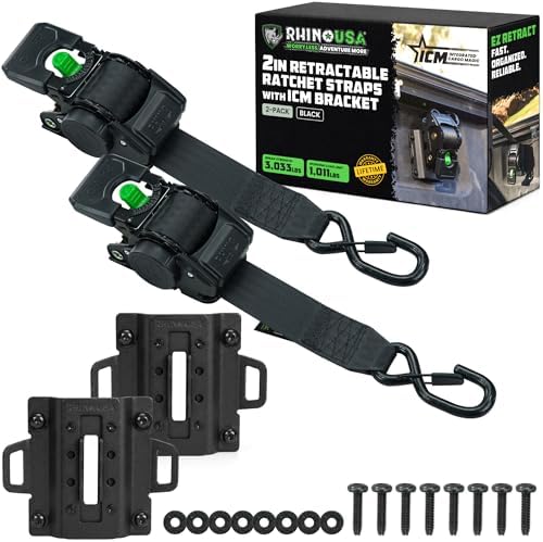 Rhino USA Bed-Mounted Retractable Ratchet Straps by RhinoUSAInc