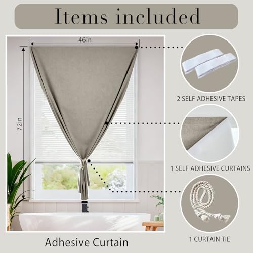 100% Blackout Curtains for Bedroom Stick On Curtain Window Shades Pull Down - Image 6