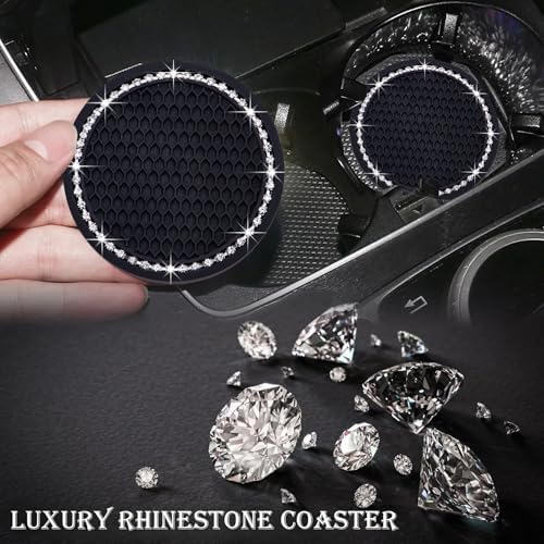 2PCS Bling Cup Holder Coaster, 2.75 Inch Auto Car Cup Holder Insert Coasters - Image 6