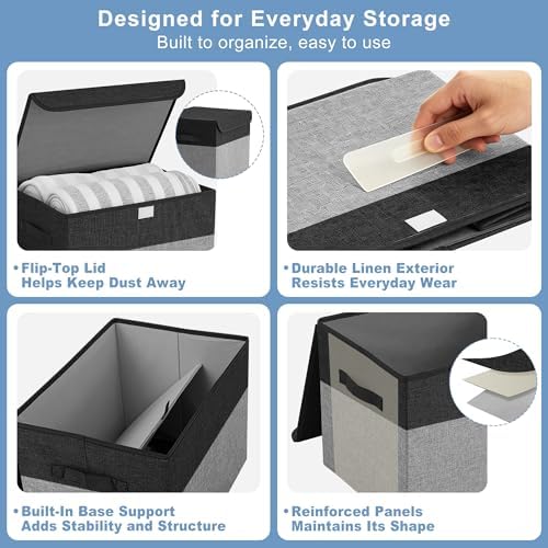 Large 17" 42 Quarts Collapsible Stackable Storage Bins - Image 6