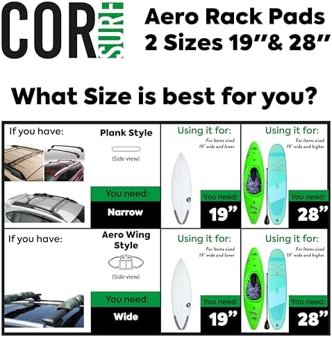 COR Surf Aero Roof Rack Pads, No-Scratch Tie Down Straps, 28in Wide 15ft - Image 3