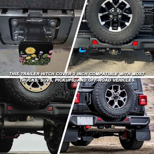 Wild Floral Tow Hitch Covers Heavy Duty Rubber Trailer Hitch Cover 2" Receiver - Image 5