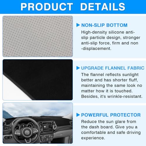 Autorder Dashboard Cover Mat for Jeep Compass 2017-2020 2021 Accessories Dash - Image 6