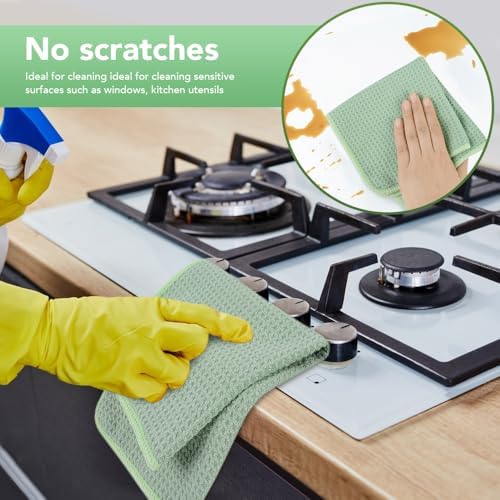 KinHwa Waffle Microfiber Dish Cloths Green Kitchen Towels, Cleaning Cloth - Image 6